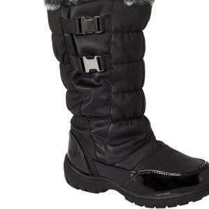 WATERPROOF WOMEN BLACK FAUX‎ FUR LINING ZIP UP  BOOTS 10M